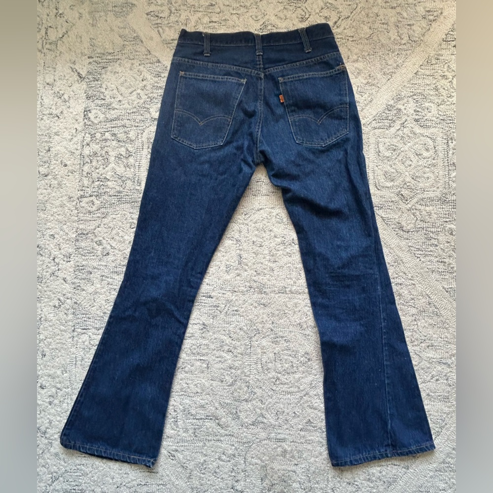 Vintage Levi’s 1970s Orange Tab Bell Bottom Flare Hippy Jeans 31x32